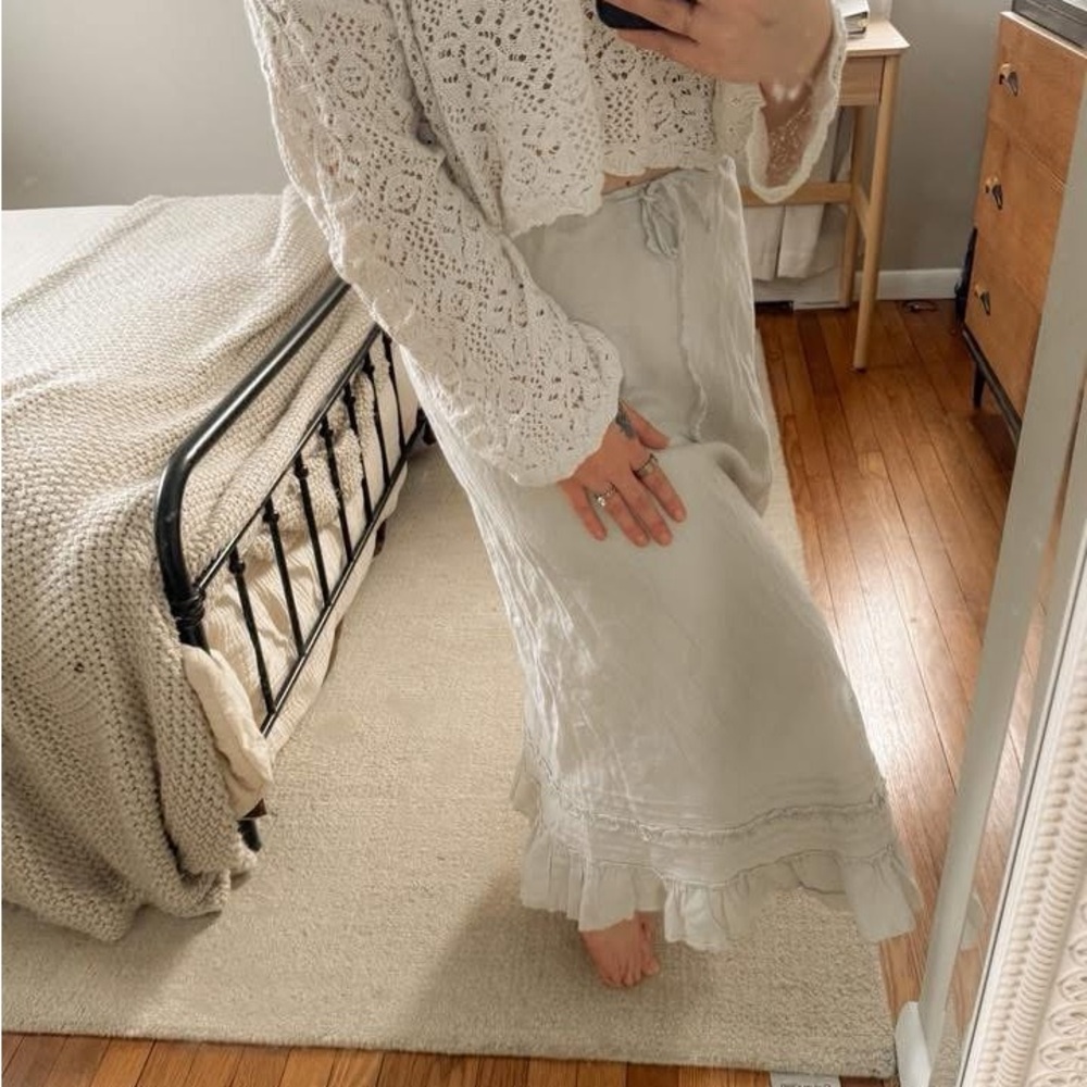 Cream 100% Linen Skirt